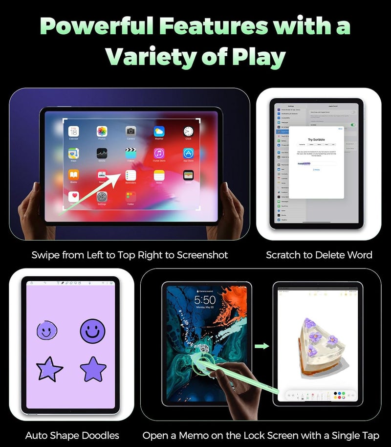 CMARS Stylus Pen for iPad(2018-2025), Pad Pencil 10th Generation with Palm Rejection & Tilt, Digital Pens Compatible with Apple iPad 6/7/8/9/10/A16, Pro 11"/12.9"/13"/M4, Mini 5/6/7, Air 3/4/5/M2/M3 - Green - Image 3